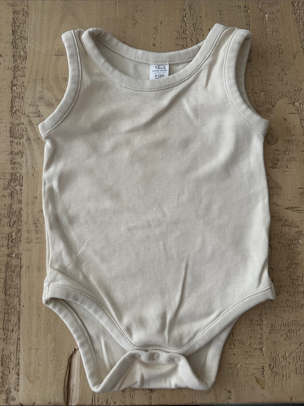 Colored Organics Tank Bodysuit/Onesie, Cream/Oat, 6-12M